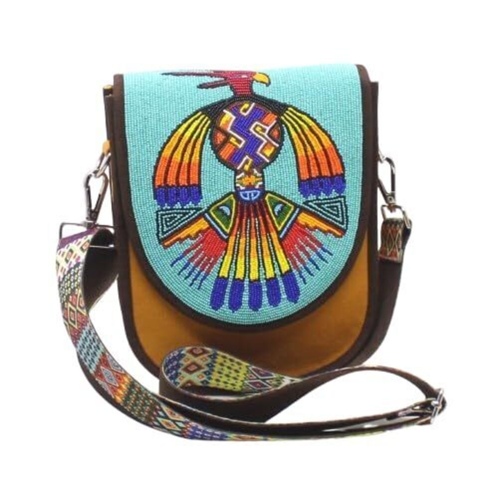 7032 Handmade Beaded Handbag, Native American Style Crossbody bag, Seed